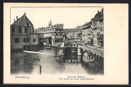 AK Strassburg, Vue prise du Pont Saint-Martin