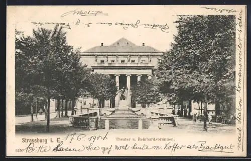 AK Strassburg i. E., Theater u. Reinhardsbrunnen