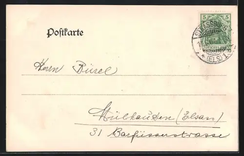 AK Strassburg i. E., Theater u. Reinhardsbrunnen