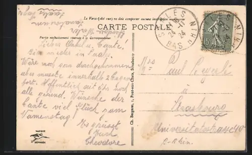 AK Saales /Alsace, Souvenir du Sanatorium Tannenberg dans la forêt alsacienne