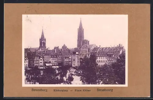 AK Strasbourg, Place Kléber avec vue sur la cathédrale