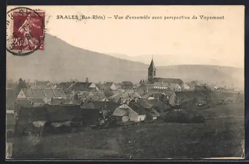 AK Saales /Bas-Rhin, Vue d`ensemble avec perspective du Voyemont