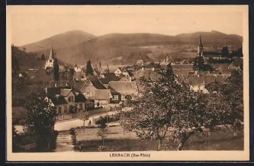 AK Lembach /Bas-Rhin, Vue du village avec collines en arrière-plan