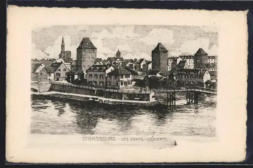 Künstler-AK Strasbourg, Les Ponts-Couverts