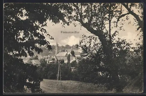 AK Romanswiller, Vue du village à travers les arbres