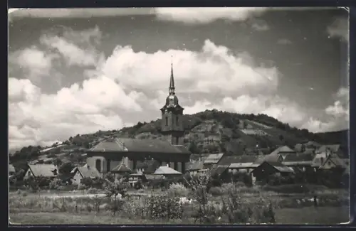AK Wisches /Alsace, Église et village avec colline en arrière-plan