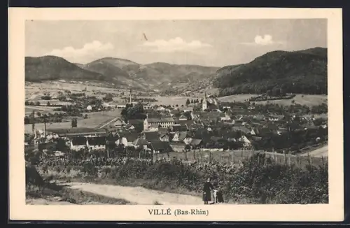 AK Villé /Bas-Rhin, Vue sur le village et les collines environnantes