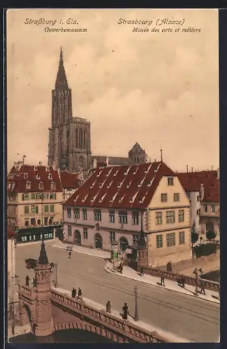 AK Strasbourg, Musée des arts et métiers avec cathédrale en arrière-plan