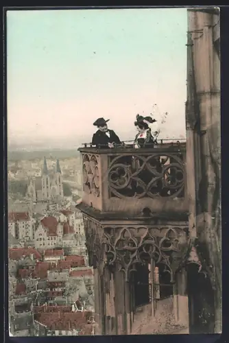 AK Strasbourg, Plate-forme de la cathédrale avec vue sur la ville