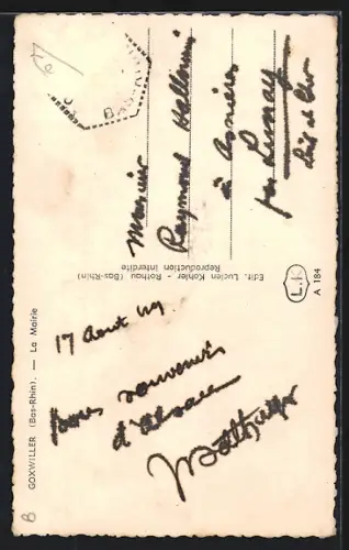 AK Goxwiller /Bas-Rhin, La Mairie