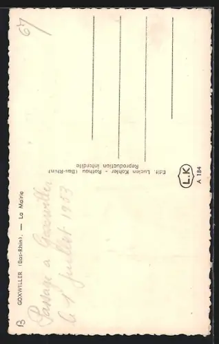 AK Goxwiller /Bas-Rhin, La Mairie