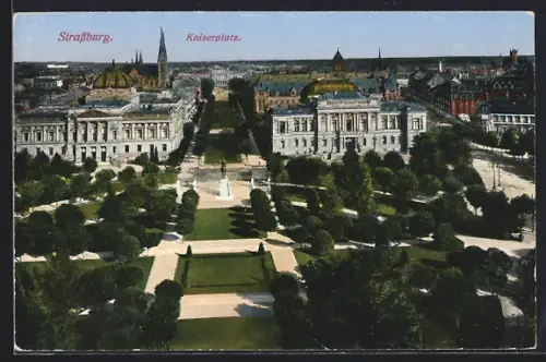 AK Strassburg, Kaiserplatz aus der Vogelschau