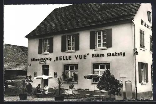 AK Goxwiller /Bas-Rhin, Facade de la brasserie Belle Vue avec terrasse extérieur