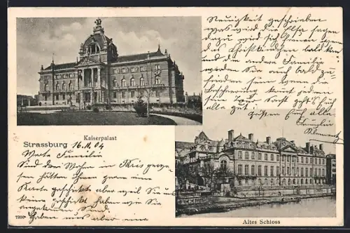 AK Strassburg, Kaiserpalast und Altes Schloss