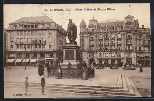 AK Strasbourg, Place Kléber et Statue Kléber
