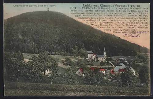 AK Climont, Vue sur le village et la Tour du Climont