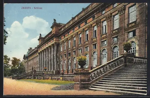 AK Zabern, Vue du château avec ses escaliers majestueux et ses colonnes imposantes