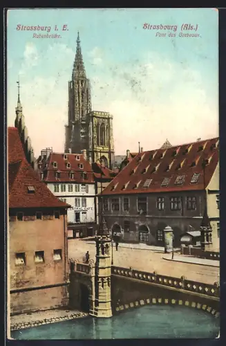 AK Strasbourg /Als., Pont des Corbeaux et vue sur la cathédrale