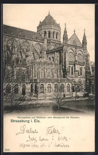 AK Strasbourg, Clocher carré et portail sud de la cathédrale