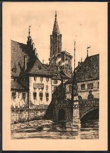 Künstler-AK Strasbourg, Rabenbrücke