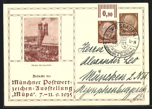 AK München, Postwertzeichen-Ausstellung Müpa 1935, Ganzsache