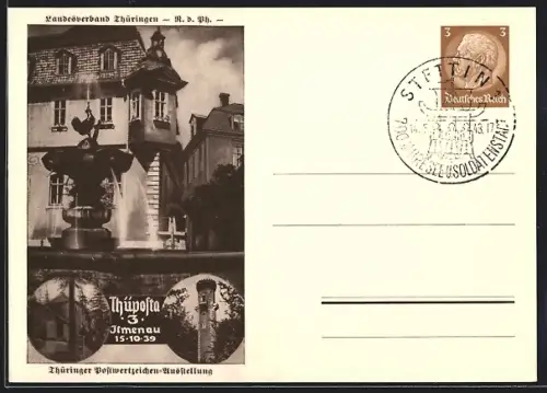 AK Ilmenau, Thüposta 3 1939, Landesverband Thüringen, Waldhütte, Turm, Ganzsache