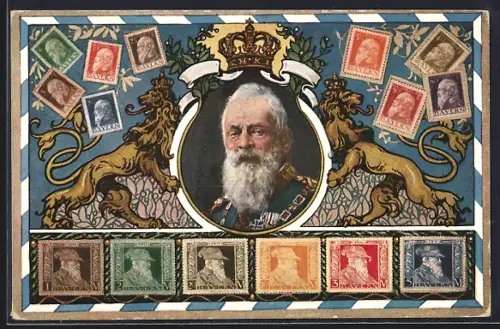AK Prinzregent Luitpold, Briefmarken, Ganzsache Bayern