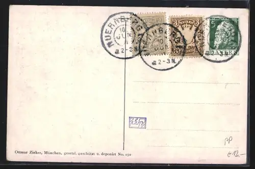 AK Prinzregent Luitpold, Briefmarken, Ganzsache Bayern
