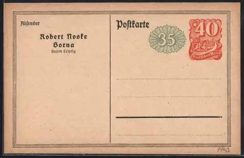 AK Borna /Bez. Leipzig, Robert Noske, Ganzsache
