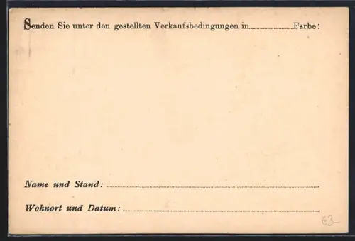AK Bremen, Cigarren-Fabrik Georg Schrader & Co., Bestellzettel, Ganzsache