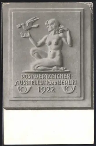 AK Berlin, Postwertzeichen-Ausstellung 1922, Prägung mit nackter Frau, Ganzsache