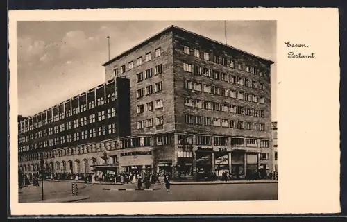 AK Essen / Ruhr, Postamt von der Strasse aus