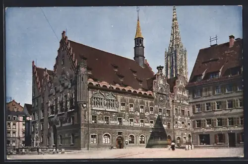 AK Ulm / Donau, Blick auf Rathaus