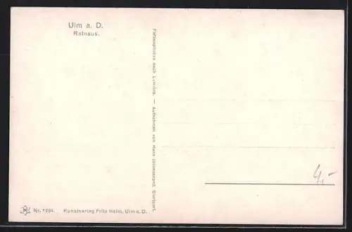 AK Ulm / Donau, Blick auf Rathaus