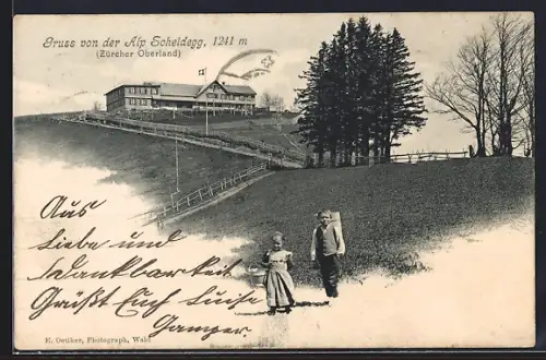 AK Wald /ZH, Alp Scheidegg, Kinder der Wirtsleute