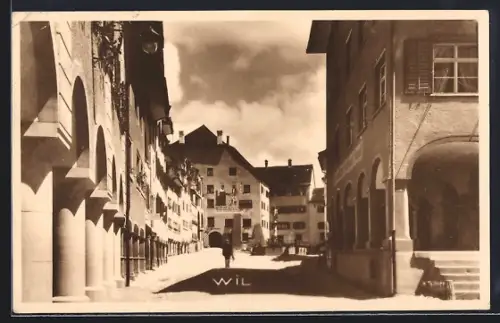 AK Wil /SG, Strassenpartie mit Schattenspiel
