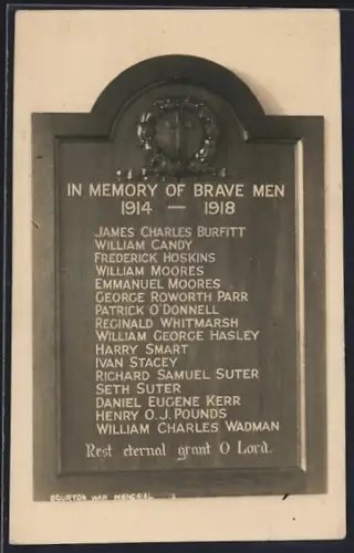 AK Bourton, War Memorial, In Memory of Brave Men 1914-1918