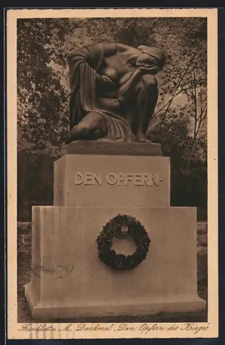 AK Frankfurt a. M., Denkmal Den Opfern des Krieges, Taunusanlage