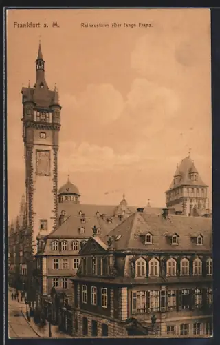 AK Frankfurt a. M., Rathausturm (Der lange Franz)