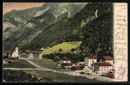 AK Franzensfeste, Ortsansicht mit Kirche