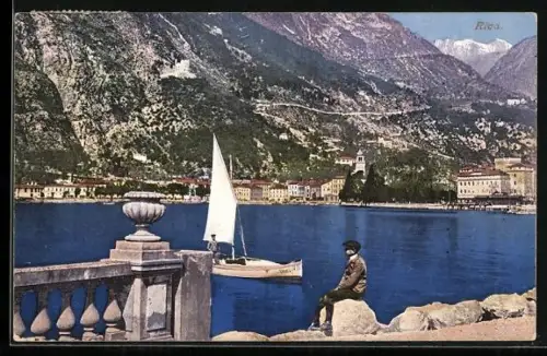 AK Riva, Ortsansicht, Segelboot auf dem Gardasee