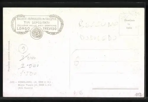 Künstler-AK Dosoledo, Ortsansicht mit Monte Popera