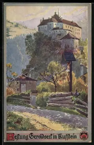 Künstler-AK Kufstein, Festung Geroldseck, Deutscher Schulverein