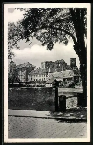 AK Neuhaus-Jindrichuv Hradec, Blick zum Schloss