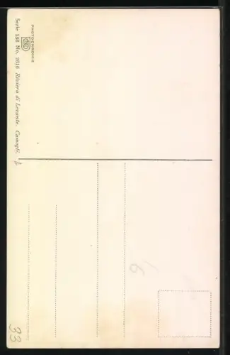 AK Photochromie NR. 2610: Riviera di Levante, Camogli, Ortspartie im Flussbett mit Steinbrücke