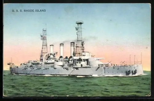 AK Kriegsschiff USS Rhode Island auf See