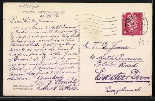 AK Dresden, Dampfer Dresden auf der Elbe