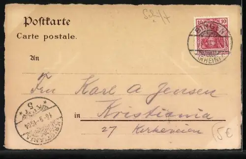 Lithographie Dampfer Elsa auf dem Rhein