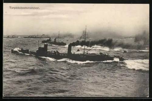 AK Kaiserliche Marine, Kriegsschiffe, Torpedoboote im Manöver