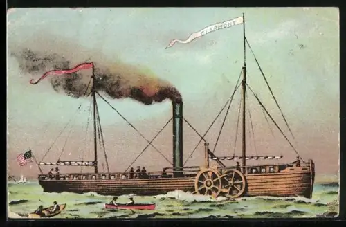 AK Robert Fulton`s Dampfschiff Clermont
